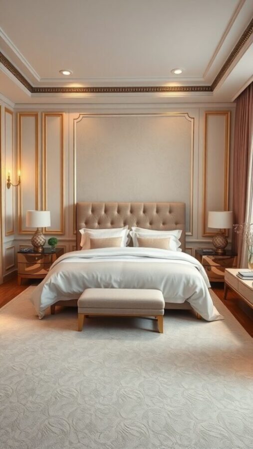 45 Inspiring Bedroom Ideas for Every Style 19 Luxurious bedroom with elegant décor and plush furnishings