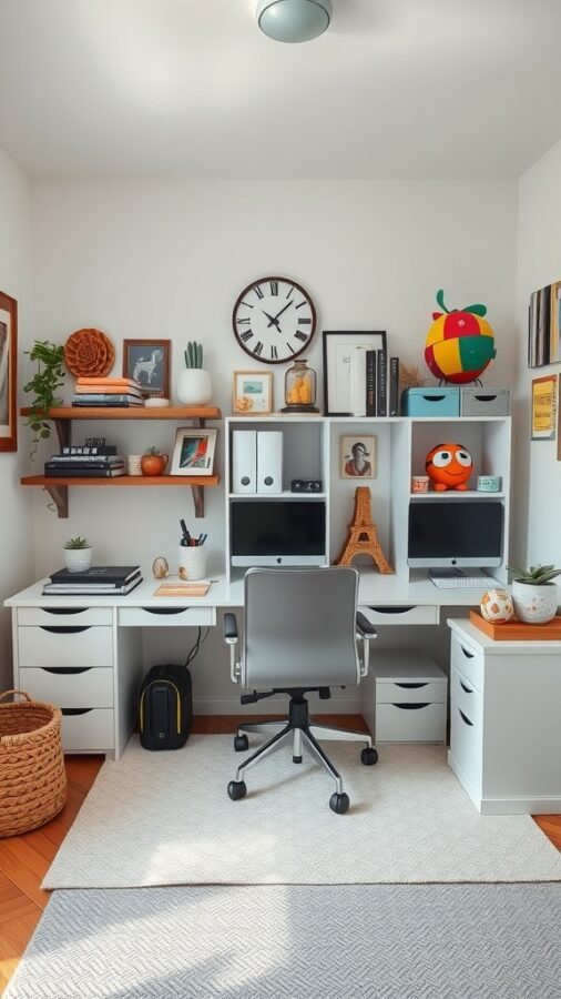19 Inspiring Home Office Ideas You Need to Try 9 A bright and organized home office with decorative elements and a comfortable chair.