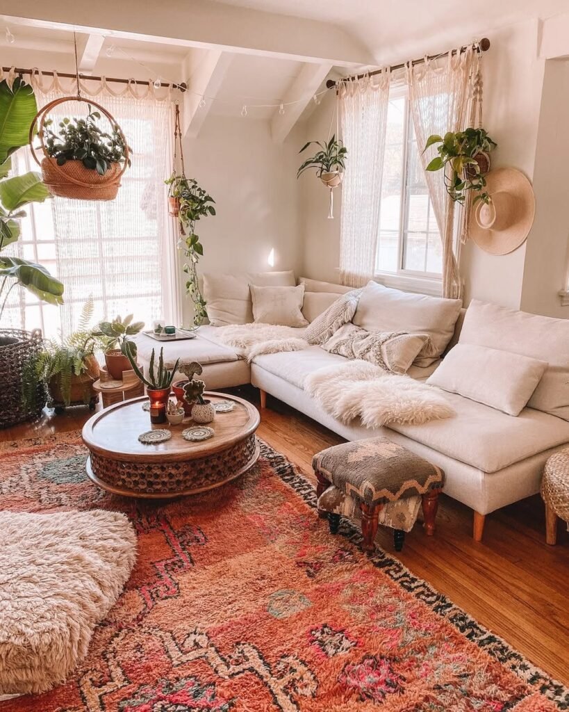 Boho Botanica Sun Drenched Calm Earthy Living Room