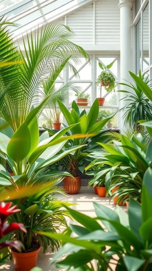 13 Awesome Home Decor Inspo to Transform Your Space 11 A bright indoor space filled with various tropical plants in pots, showcasing a lush and vibrant atmosphere.