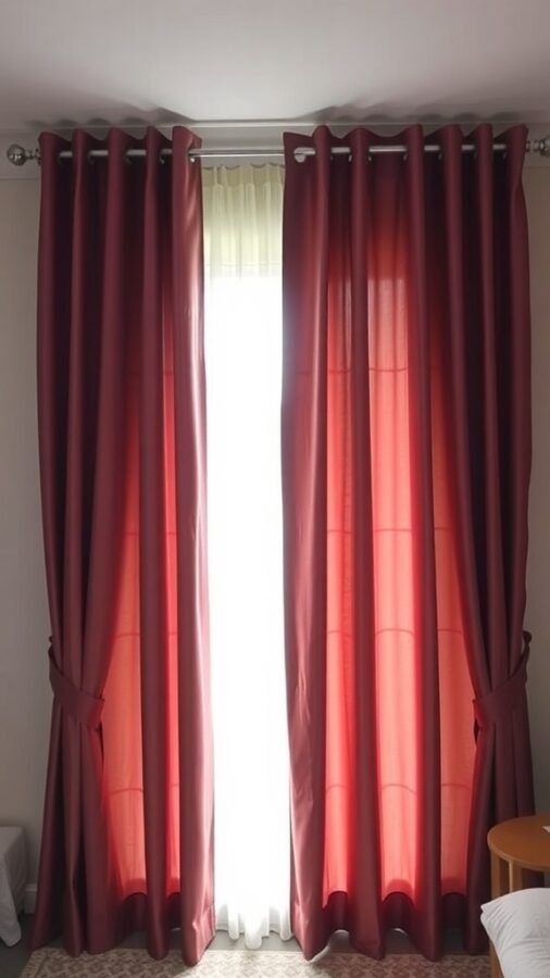 11 Stunning Curtain Ideas to Transform Your Bedroom 11 A pair of rich red curtains framing a bright window in a bedroom.