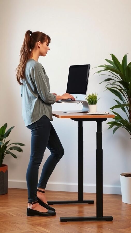 5 Essential Items for Your Standing Desk Home Office 5 A person standing at a desk, highlighting the benefits of using a standing desk.