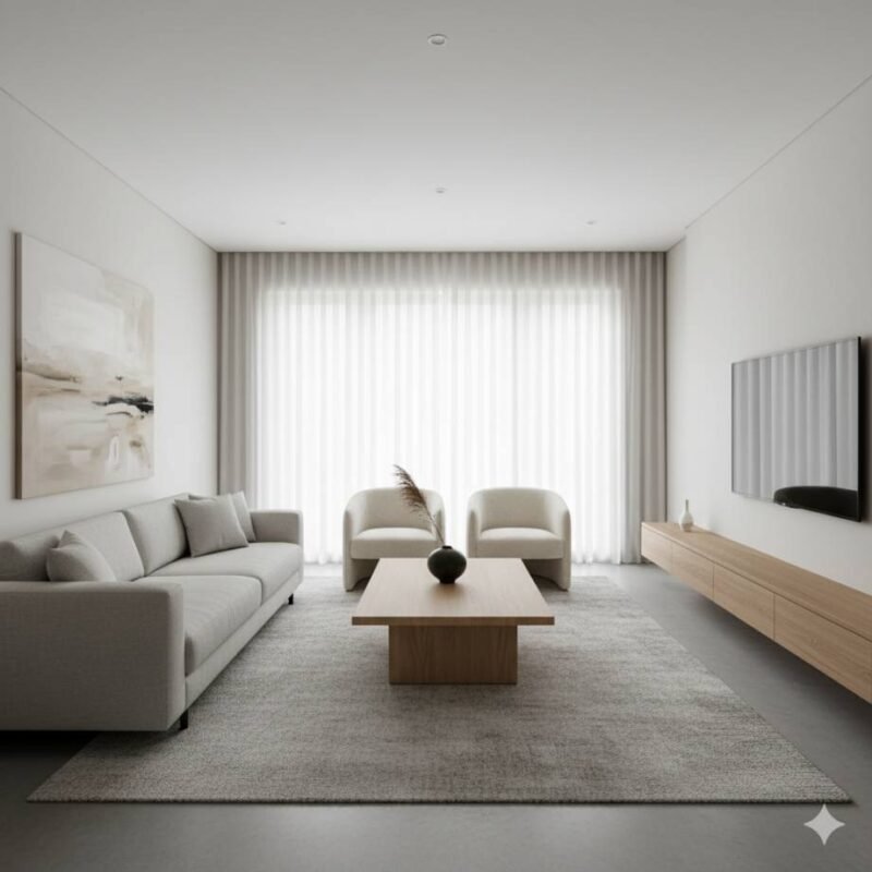 A minimalist living room w