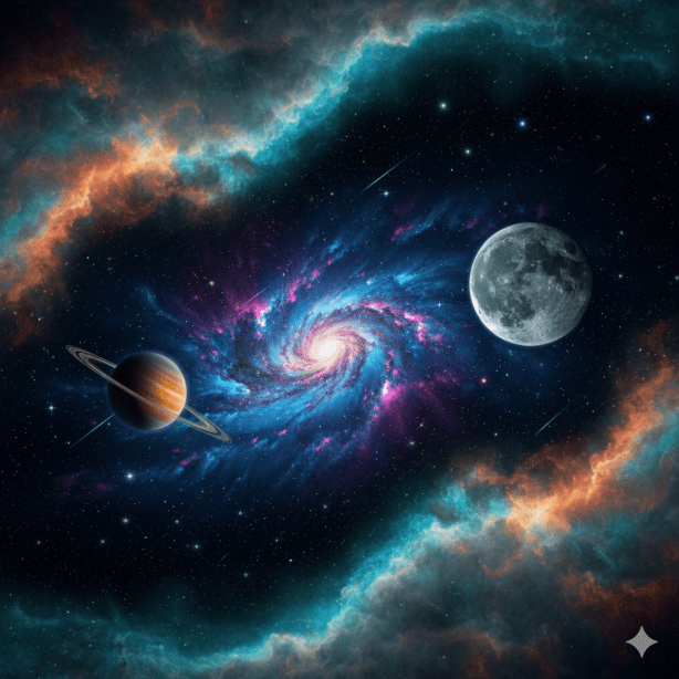 Celestial Space Stunning images of galaxies nebulae planets the moon and abstract cosmic scenes
