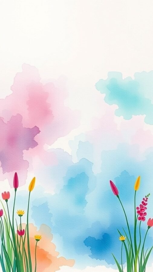Artistic watercolor design featuring soft pastel colors and flowers