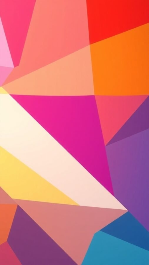 Colorful abstract geometric pattern featuring various shapes and shades.