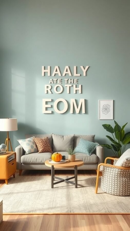 A cozy family-friendly living room with a sofa, coffee table, and decorative elements.