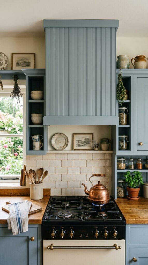 5 Stunning DIY Vent Hood Cover Tutorials (That Anyone Can Build!) 5 Cottage kitchen with copper kettle e7f53f57fe
