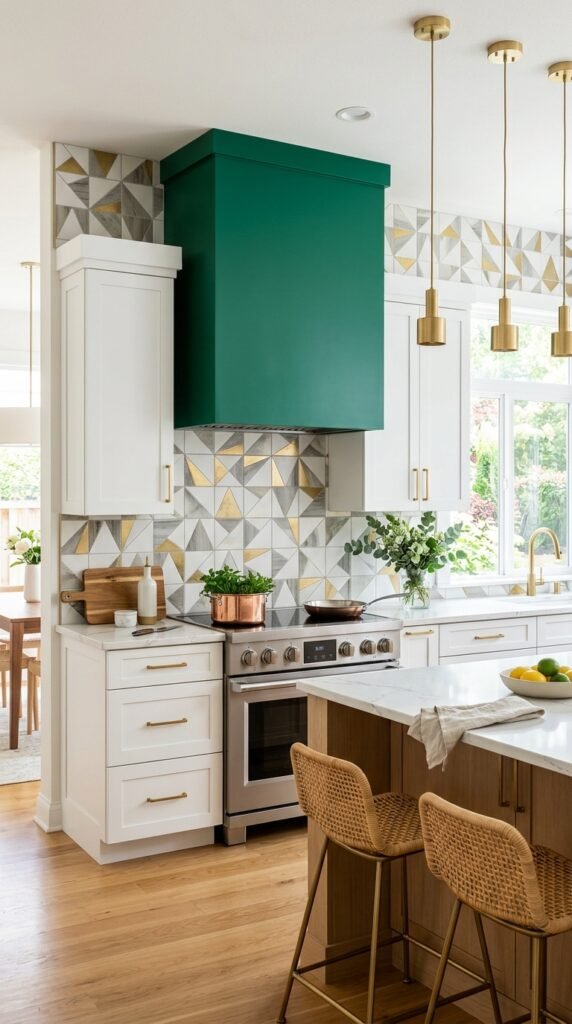 Green vent hood modern kitchen 779f248715