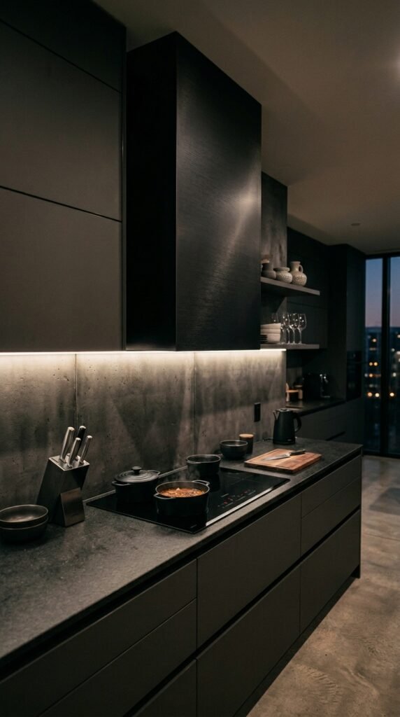 8 DIY Vent Hood Cover Ideas to Transform Your Kitchen 4 Image prompt an ultramodern moody kitchen setup th e646d17dc6