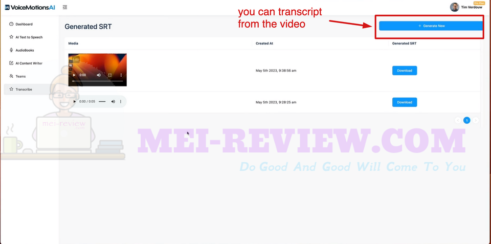 VoiceMotionsAI-Demo-12-Transcribe-videos