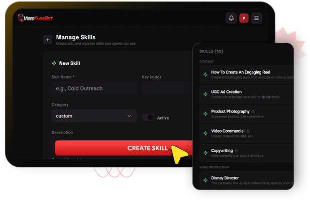VideoClawBot-Feature-2-skill-builder
