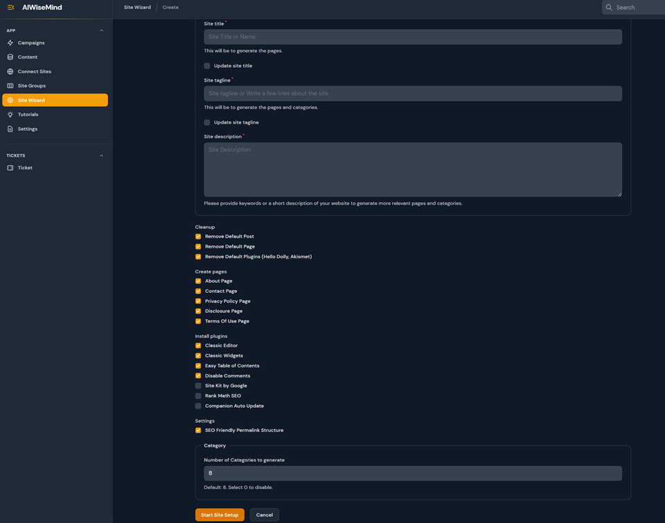AIWiseMind-Site-Wizard