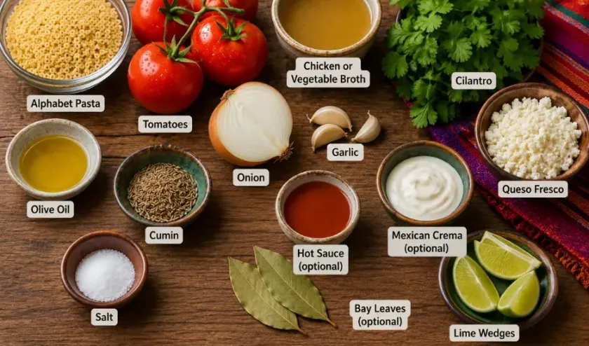Mexican Alphabet Soup Recipe ingredients