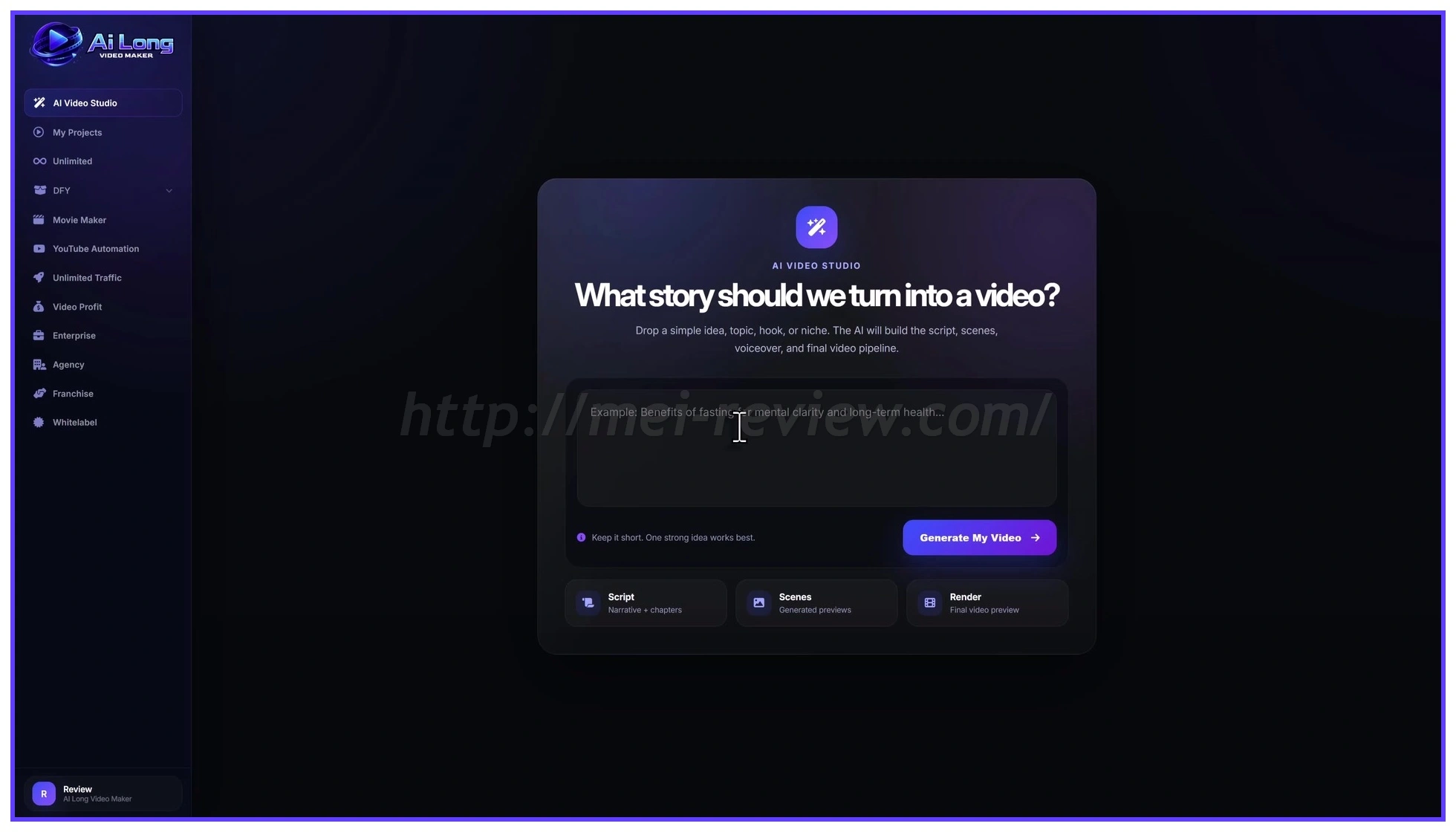 AI-Long-Video-Creator-Demo-3-enter-ideas
