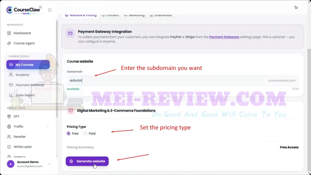 CourseClaw-AI-Demo-7-subdomain