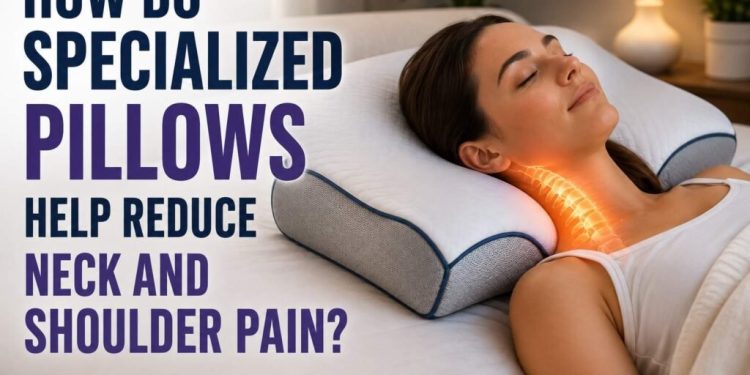 How do specialized pillows help reduce neck and shoulder pain?