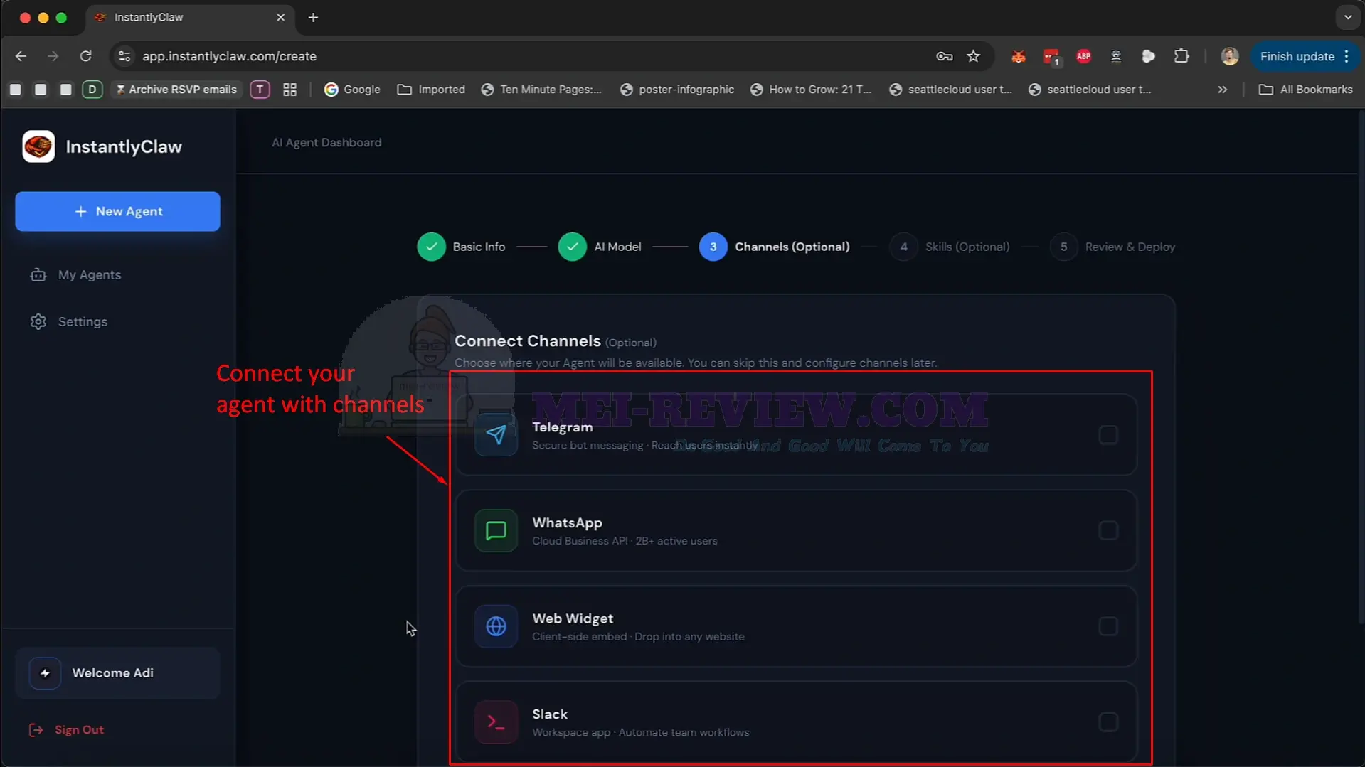 InstantlyClaw-Demo-5-channels
