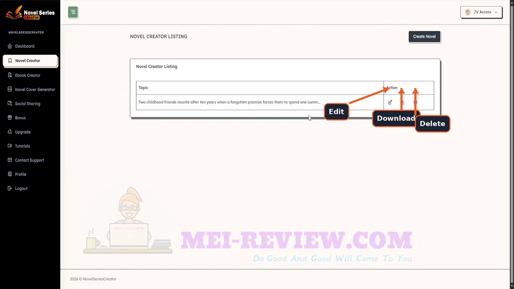 Novel-Series-Creator-demo-4-manage