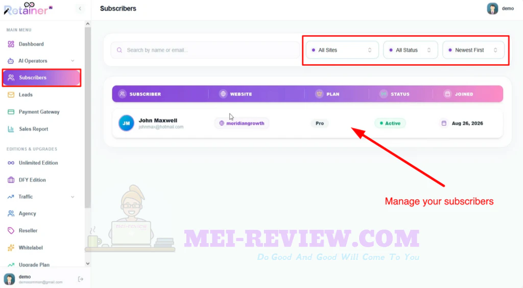 Retainer-AI-demo-13-Subscribers