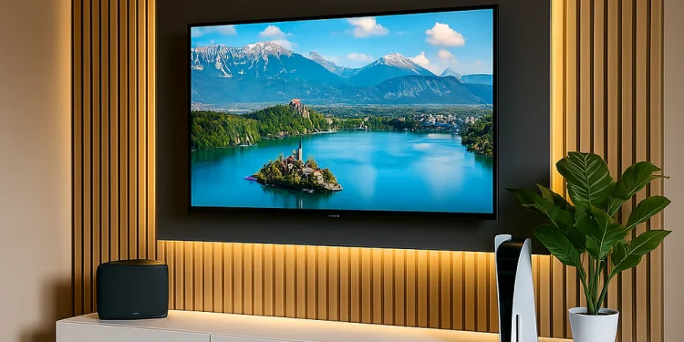 SlattedWoodMediaWallwithWarmLEDLighting