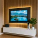 SlattedWoodMediaWallwithWarmLEDLighting