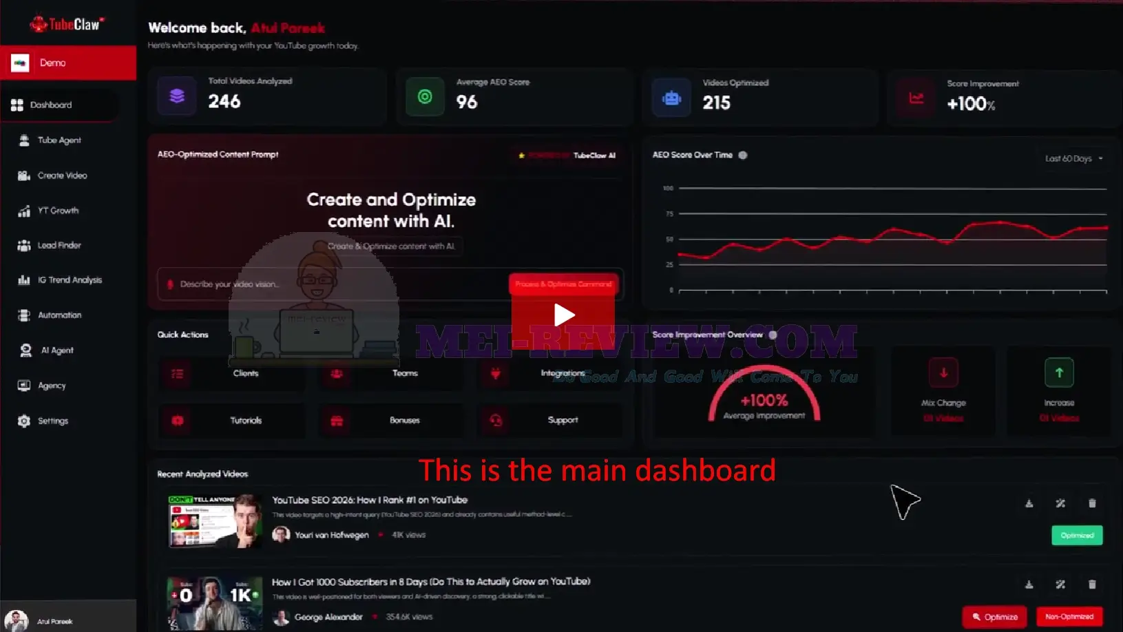 Tube-Claw-AI-Demo-1-Dashboard