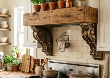 Wood shelf on vent hood 6e47898028