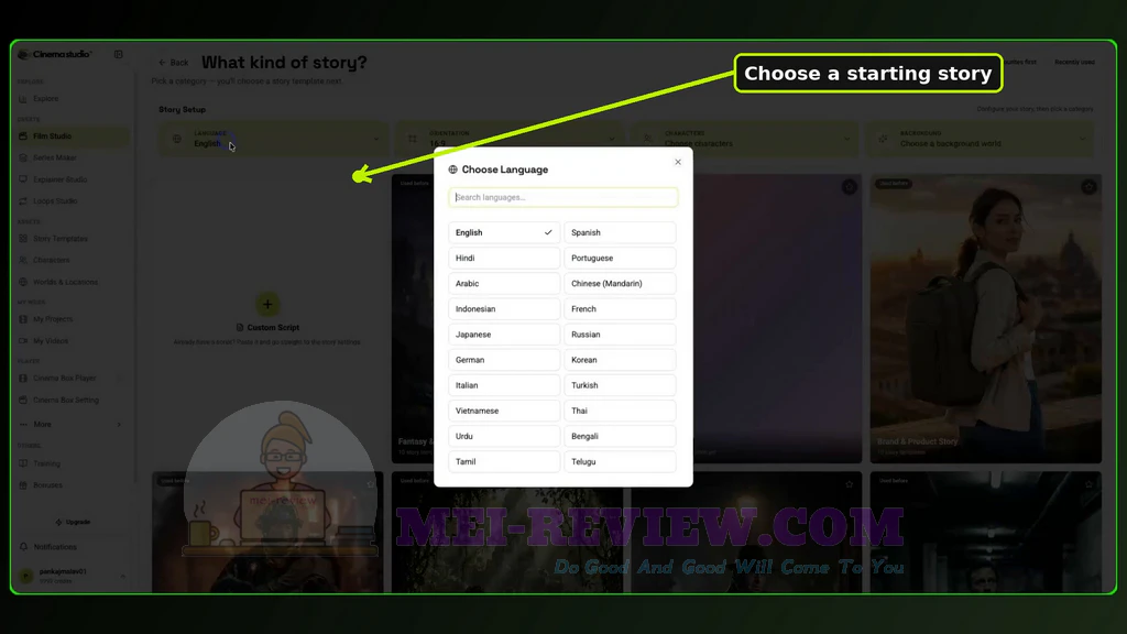 CinemaStudioAI-demo-2-Choose