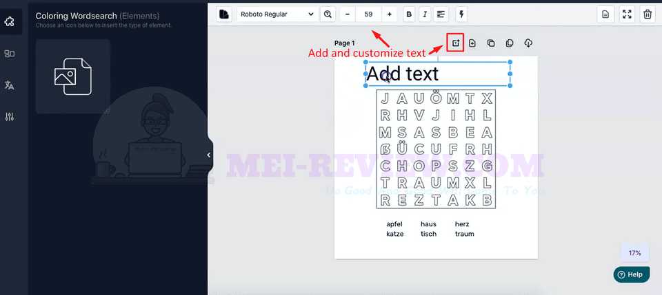 Coloring-Wordsearch-Puzzles-Generator-Demo-13-add-text