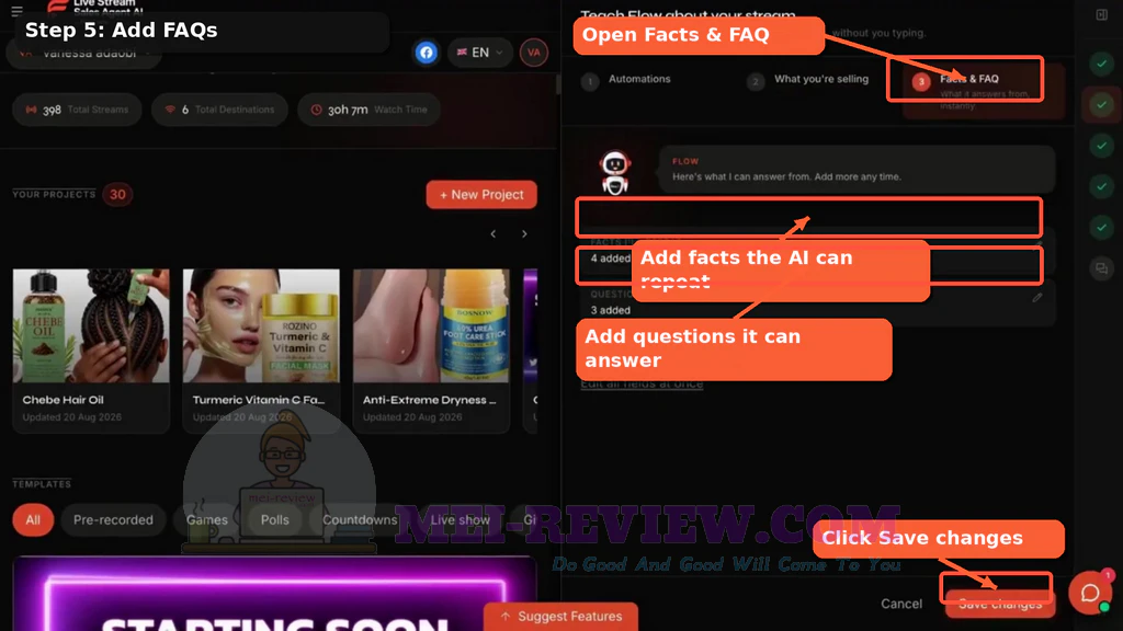 LiveStreamingSalesAgentsAI-demo-5-FAQs