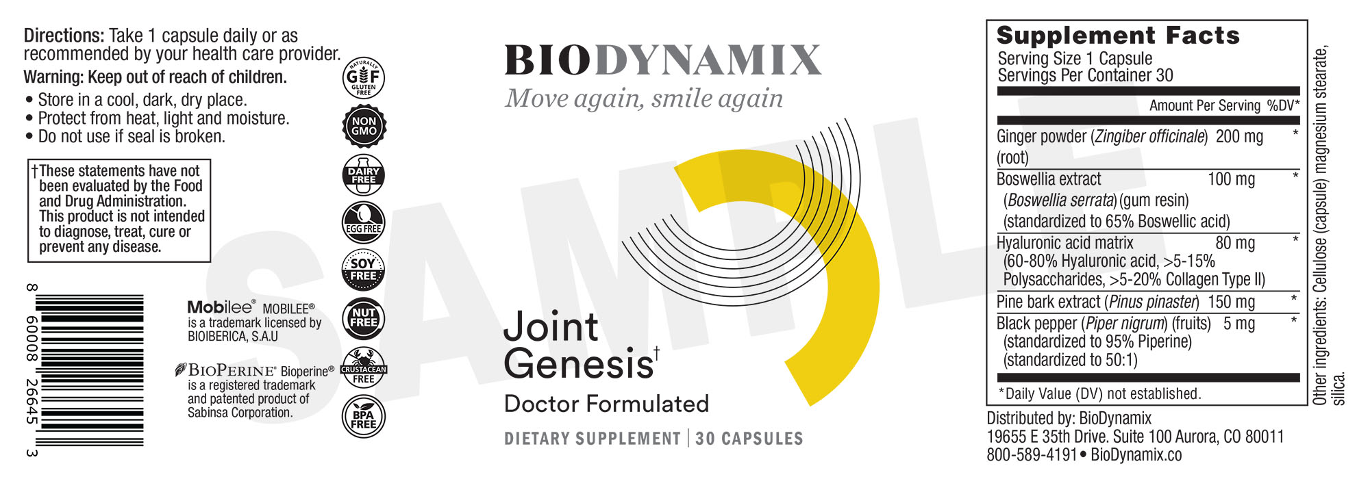 biodynamix joint genesis ingredients