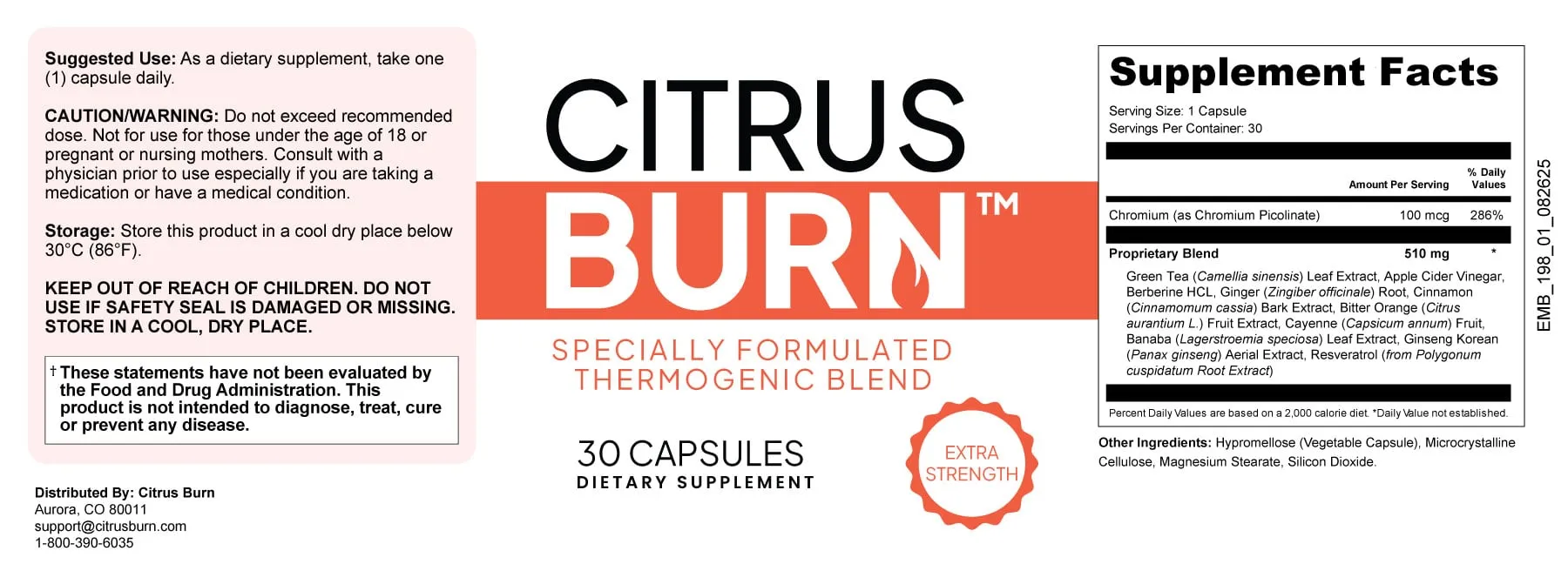 citrus burn ingredients label