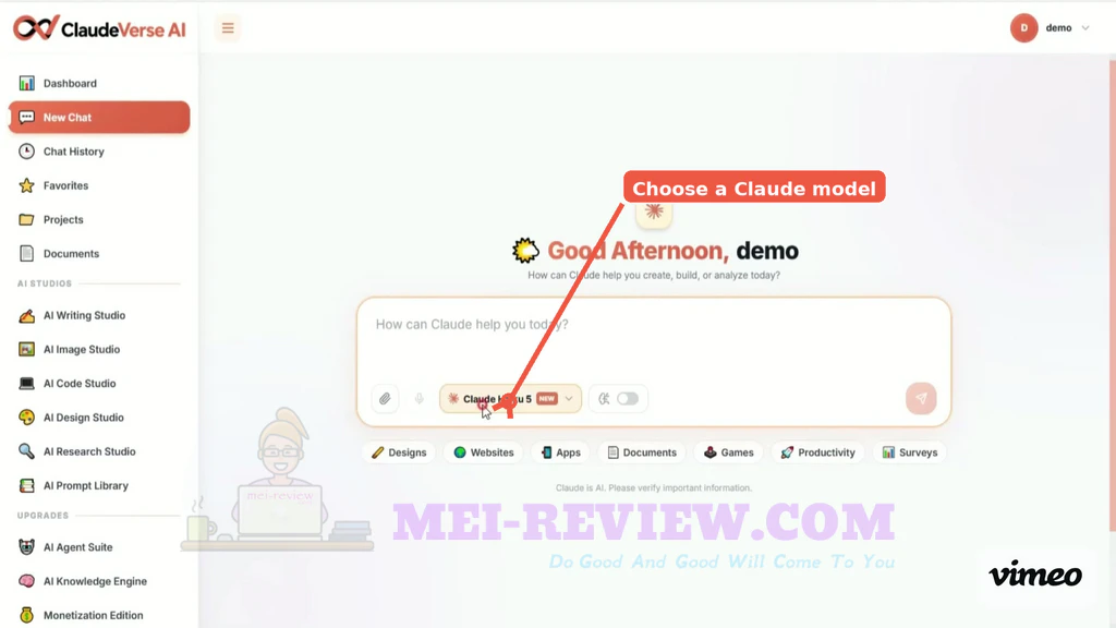 ClaudeVerse-AI-demo-2-choose