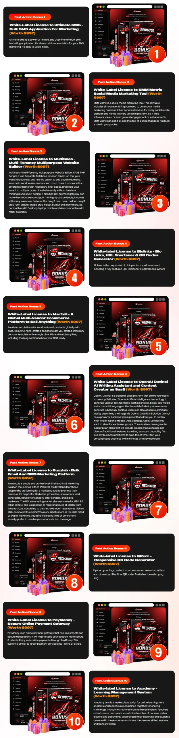 Redmator-Bonuses