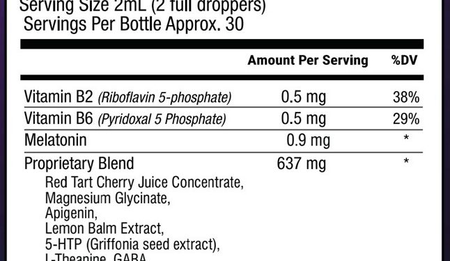 Yu Sleep Ingredients Label